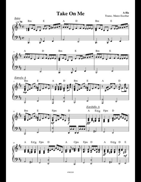 piano cover sheet music|Take On Me .